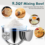 COOKLEE Stand Mixer, 9.5 Qt. 660W 10-Speed Electric Kitchen Mixer with Dishwasher-Safe Dough Hooks, Flat Beaters, Wire Whip & Pouring Shield Attachments for Most Home Cooks, White