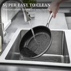 Stainless Steel Frying Pan Set with Lids, 6 Pieces Titanium Ceramic Frying Pans Nonstick W/Lid, Non Stick Egg Omelet Cooking Pan Set with Stay-Cool Handle, Induction Compatible, PFAS&PFTE Free