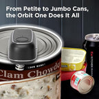 Kitchen Mama Orbit One Rechargeable Electric Can Opener: Hands-free, USB-C Charging, Automatic Stop, Smooth Edge, Safety, Blade for Large Cans, Heavy Duty, Soda and Pop Can, with Storage Box (Black)