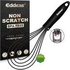 Flat Whisk, EDDEAS Silicone Gravy Whisk for Cooking, Beating, Stirring Gravy and Eggs