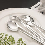 Rubtlamp 180 Pcs Silver Plastic Silverware, Silver Utensils Heavy Duty, Elegant Plastic Cutlery, Fancy Disposable Flatware, Forks Spoons and Knives Set For Party Mother's Day