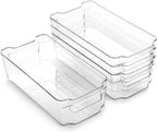BINO | Stackable Storage Bins, Medium - 4 Pack | The Stacker Collection | Clear Plastic Storage Bins | Organization and Storage Containers for Pantry & Fridge | Multi-Use Organizer Bins | BPA-Free
