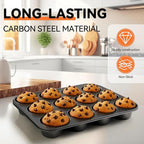 Yoehka 2 Pack Muffin Pan for Baking, Nonstick Cupcake Pan Set, Standard 12-Cups Muffin Tin for Baking Cupcakes, Carbon Steel Baking Supplies