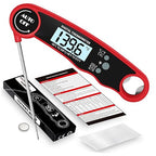 Grill Meat Thermometer Digital, Digital Instant Read Food Thermometer, Waterproof Cooking Probe, LCD Display, Temperature Guide BBQ Accessories Grill Gifts for Men Him Dad Fathers Day
