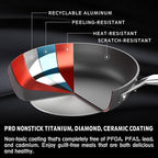 MsMk Nonstick Frying Pan, 12 InchTitanium and Diamond Non Stick Pan, Sturdy and Durable Skillet Nonstick, for Various Stove Type, Dishwasher Safe For Home Use
