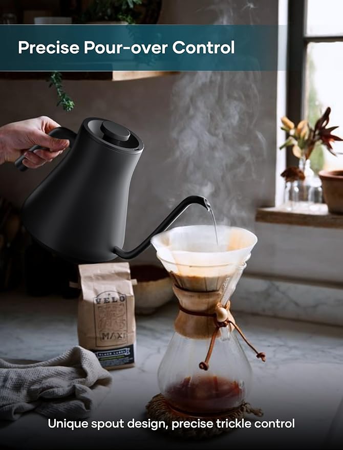 Electric Kettles, Gooseneck Electric Kettle, ±1℉ Temperature Control, Stainless Steel Inner, Quick Heating, for Pour Over Coffee, Brew Tea, Boil Hot Water, 0.9L Artisan
