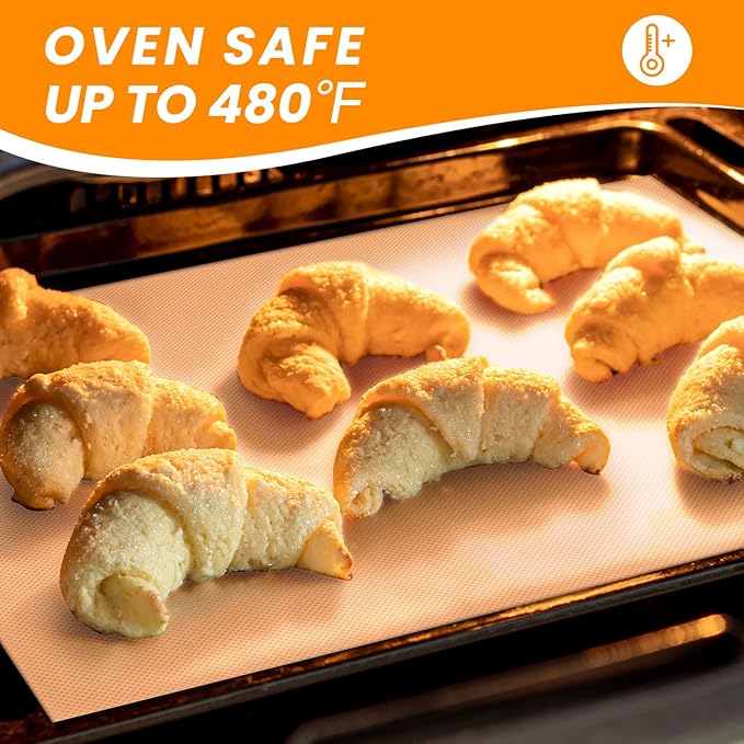 Silicone Baking Mat Roll - Best German Silicone Mat for Baking - Non Stick Silicone Pastry Mat, Non-slip Silicone Counter Mat, Reusable Air Fryer Liner, Oven Liner Mat, Freeze Dryer Mat