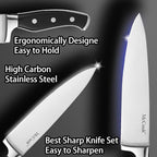 McCook® Knife Sets, German Stainless Steel Kitchen Knives Set with Built-in Sharpener and Wooden Block