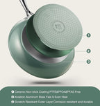 KOCH SYSTEME CS 8 Inch Nonstick Frying Pan Skillet, Non Stick Ceramic Frying Pan with Stay-Cool Stainless Steel Handle, Induction Compatible Egg Pan, PFOA Free, Dishwasher Safe & Oven Safe, Green