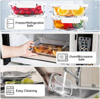 VERONES 5 Pack 36 OZ Glass Meal Prep Containers, Airtight Glass Lunch Containers Set, Food Storage Containers with Lids,Exclusive of BPA, for Microwave, Oven, Freezer & Dishwasher Friendly,White