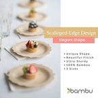Bambu Pack of 100-7 Inch Disposable Bamboo Plates Fancy, Biodegradable Eco Friendly Products, Bamboo Disposable Plates for Party, Weddings, and Events, Great For Any Occasion - Bulk Case