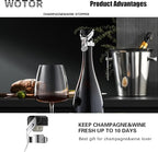 WOTOR Champagne&Wine Bottle Stoppers Stainless Steel with Food Grade Silicone, Leak Proof Keep Fresh Reusable Saver, Cork Suitable for Wine, Champagne, Cava, Prosecco and Sparkling (12 Pack Silver）