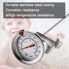KT THERMO Candy/Deep Fry Thermometer with Instant Read,Dial Thermometer,12" Stainless Steel Stem Meat Cooking Thermometer,Best for Turkey,BBQ,Grill,Analog display