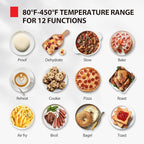 TOSHIBA ChefFry Air Fryer Toaster Oven Combo, 12-in-1 Convection Countertop Oven, 34QT / 32L Large Capacity, 1750W, Master Pizza Modes Design with Exclusive Dual-Temp Tech, Stainless Steel