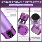 Vacuum-Insulated Portable Electric Kettle,Miicasa Stainless Steel Tumbler Small Electric Kettel,Travel Water Boiler with 6 Temperature and Auto Shut-Off Boil Dry,16oz