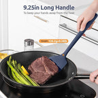 600℉ Heat Resistant Silicone Turner: U-Taste 13.6in Solid Kitchen Spatula Flipper, BPA Free Flexible & Thin Seamless Cooking Utensil for Flipping Egg, Pancake in Nonstick Cookware(Midnight Blue)