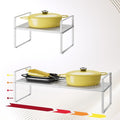 Hole Pattern Expandable Shelf Organizer,1Pack 10.2" Wide Easy to Assemble Cabinet Organizer Shelf, 16.5~27.1" Adjustable Height&Stackable Spice Organization for Cupboard, White