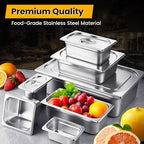 1/3 Hotel Pans 4 Inch Deep Stainless Steel Food Pan - Anti-Jam 6 Pack Steam Table Pan Set for Catering, Buffet Use, Kitchen Prep