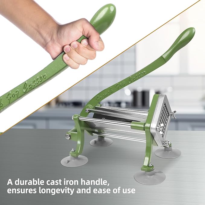 French Fry Cutter Commercial Potato Slicer with Suction Feet Complete Set, Includes 1/4", 3/8",1/2",8 Pieces,6 Pieces
