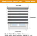 Persilux Cordless Zebra Blinds for Windows (70" W X 47" H, Grey) Free-Stop Windows Shades Dual Layer Light Control for Day and Night, Light Filtering Sheer Shades for Home, Easy to Install
