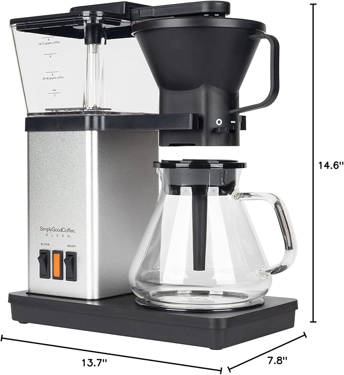 SimplyGoodCoffee Coffee Maker / Coffee Machine. 8 Cup Automatic Drip Pour Over Coffee Brewer. Easy To Use, Gold Cup Standard. Black/Stainless Steel