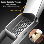 Garlic Press Stainless Steel, Professional Mincer No Need to Peel, Large Trough Presser Ergonomic Handle Easy Squeeze, Ginger Crusher & Masher Dishwasher Safe Rust Proof