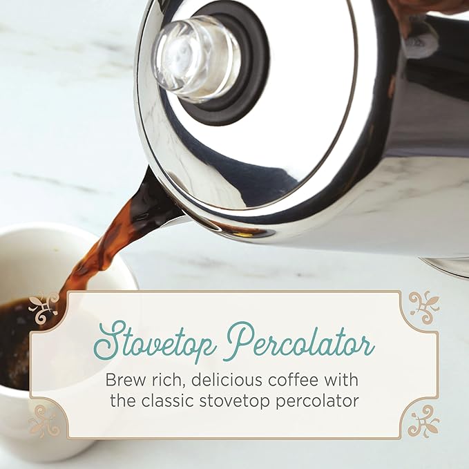Farberware Classic Yosemite Stainless Steel Coffee Percolator - 8 Cup, Silver