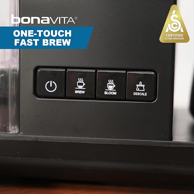 Bonavita Enthusiast 8 Cup Drip Coffee Brewer, Pour Over, SCA Certified Coffee Machine with Thermal Carafe, Stainless Steel Panel, Removable Reservoir