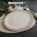 Stoneware Narrow Rim Brown Speckle, Oval Platter 13.5" x 10.5", Case of 12