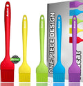 Anaeat High Heat Resistant Silicone Basting Pastry Brush Set of 5- Hygienic One-Pieces Design Spread Oil Butter for BBQ Grill Barbecue Baking Kitchen Cooking - BPA Free & Dishwasher Safe (10"+8.2")