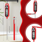 6 Pcs Meat Thermometer Food Thermometer with Probe Water Liquid Instant Read Digital Thermometer Cooking Thermometer Supplies BBQ Kitchen Thermometer for Cooking Milk Yogurt (Red)