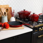 Larder & Vine 21 Piece Cookware Set (Cabernet) | Dutch Oven, Utensil Set, Saucepan, Skillet, and Trivets