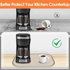 TOHONFOO Silicone Coffee Maker Mat with Lip, 17.4'' x 10.6'' Heavy Duty Coffee Maker Mat for Countertops, Coffee Tray Fit Under Coffee Machine Appliance Automatic Machines Espresso Accessory, Khaki