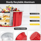 EUSOAR Cupcake Liners Aluminum with Lids, 100Pcs 5oz 125ml Aluminum Foil Muffin Liners Cups, Disposable Aluminum Foil Cupcake Baking Cups Ramekins Holders Cases Boxes Pans with Lids