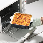 Sweejar Ceramic Baking Dish, 8 x 8 Cake Baking Pan for Brownie, Porcelain Square Bakeware with Double Handle for Casserole, Lasagna, Family Dinner (Navy)