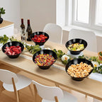 BESTVIP 54oz Black Plastic Serving Bowls for Party - 12 Pack Angled Disposable Serving Bowls, Party Bowls for Chips, Snacks, Fruit, Salad - Catering Bowls for Daily Use, Parties,Halloween, Christmas