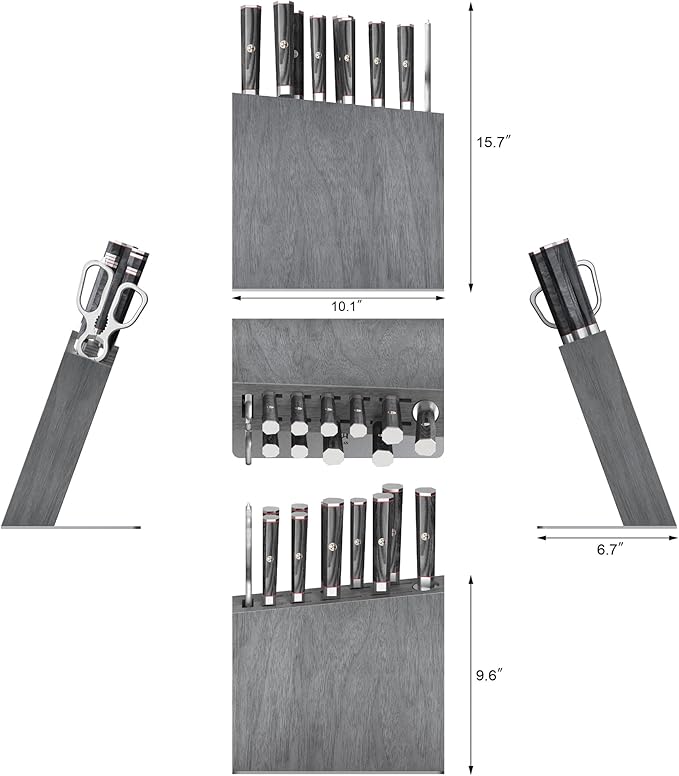 Cangshan YARI Series HUA Knife HUA Block Set, X-7 Damascus Steel, Ash Wood (12-Piece)