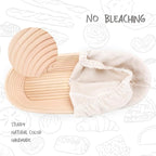 14.5inch Oval Bread Dough Proofing Rising Rattan Basket & Liner Combo for Professional & Home Baking (2 basket & 2 liner)