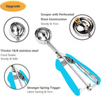 Ice Cream Scoop, Cookie Scoop, 5.3 Tbsp/ 80 ml/ 2.7 oz Cookie Scoops for Baking, 18/8 Stainless Steel Cookie Scooper for Baking, Ice Cream Scooper with Trigger Release, Cookie Dough Scoop(Blue)