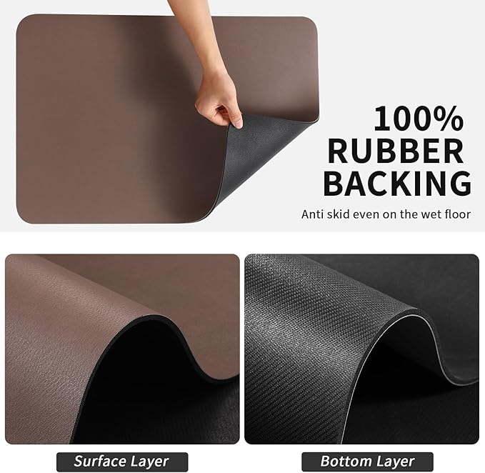 Coffee Mat - Absorbent Hide Stain Rubber Backed Dish Drying Mat for Kitchen Counter - Bar Mats for Countertops Accessories Fit Under Coffee Maker Espresso Machine