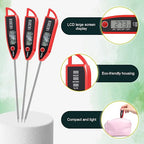 Instant Read Meat Thermometer with Long Probe 9.65 Inch Kitchen Cooking Food Candy Waterproof Digital Thermometer for BBQ Water Milk Yogurt Liquid(Pointed,Red)