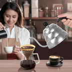 Stainless Steel Tea Kettle 800ml W/O Thermometer Gooseneck Kettle for Stovetop Pour Over Coffee Kettle Precision Pour Drip Spout Tea Pot 28oz,4 Cup,Silver,1Pack