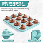 2-Pack Blue 12-Cup Non-Stick Muffin Pan | Healthy Baking | Easy Cleaning Muffin Tin | Durable & Versatile Muffin Cup | Perfect for Mini Cupcakes (Blue)