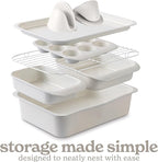 Country Kitchen Nonstick Stackable Bakeware Set - Deluxe Heavy Duty, Durable, Easy Release Baking Set, 8 Pcs, Cream