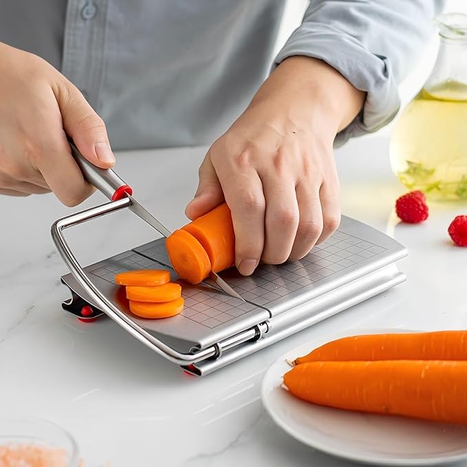Cheese Slicer Stainless Steel Cheese Slicer with Measurement Scale - for Ham, Butter & Cheese Division