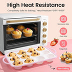 Silicone Muffin Pans for Baking 1 Pack, 2.6 Inch with Metal Reinforced Frame, Regular Size Nonstick Silicone Cupcake Pan for Baking Homemade Muffins, Cupcakes, Dishwasher Safe BPA Free-Pink