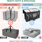 BALEINE 6-Pack Oversized Moving Bags with Reinforced Handles, Heavy-Duty Storage Tote for Clothes, Moving Supplies (Black, 6-Pack)