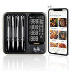 Wireless Meat Thermometer with 4 Probes, INKBIRD WiFi Meat Thermometer Digital Wireless for Rotisserie Grill Oven,Unlimited Range Dishwasher Waterproof Bluetooth Thermometer for iOS & Android