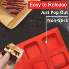 Walfos Silicone Brownie Pan, 9-Cavity Non-stick Square Baking Pan, Perfect for Brownies, Cornbread, Muffin and Cakes, BPA Free and Dishwasher Safe