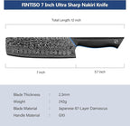 7 inch Nakiri Knife, Sharp Kitchen Knife Professional Asian Chef Knife in 67-Layer Japanese Damascus Steel, Multipurpose Meat Cleaver Vegetable Knife with G10 Handle